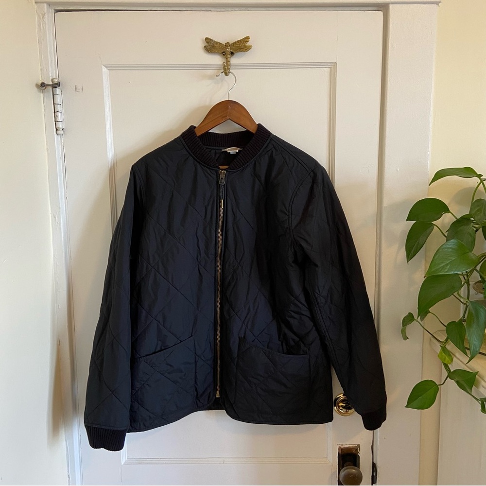 Women's Duluth Golden‎ Harvest Black Quilted Bomber Jacket Pockets Large